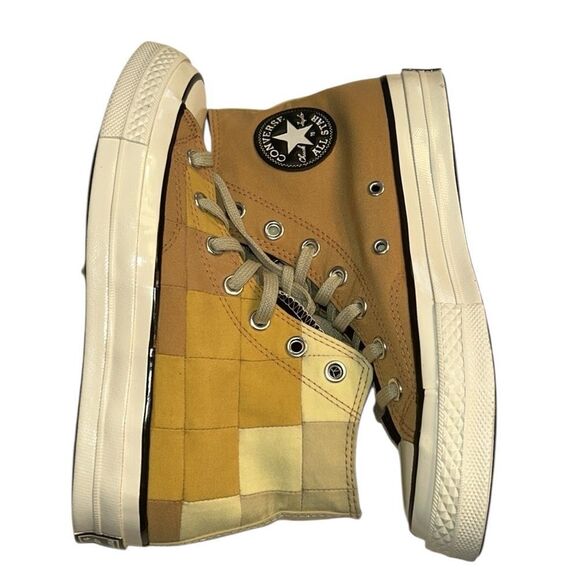 Converse Orange and Beige Chuck 70 High Top Plaid Sneakers (Size 5,Women’s 7) - Picture 7 of 11